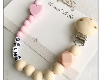 Beaded pacifier clip, personalized pacifier clip, wood pacifier clip, baby accessories, teething toy, binky clip, baby gift, dummy chain