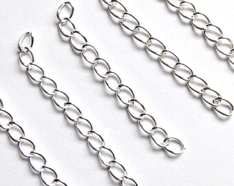 10 Extender Chains - Silver Tone - Necklace Extenders - Bracelet Extenders - DIY - Jewelry - #CE-0004