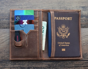 Leather Passport Wallet, PERSONALIZED Leather, travel wallet, passport case, passport holder, document wallet , USB, cards, money pocket