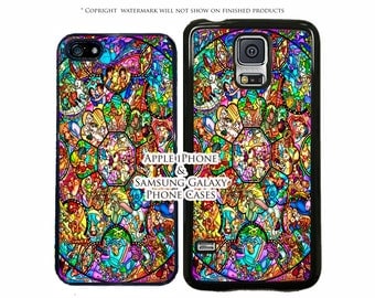Disney World Stained Glass World of Characters For All Apple iPhone 7, 7 Plus, S8, S8 Plus, S7, S7 Edge, LG G6, G5, Google Pixel, Pixel Xl