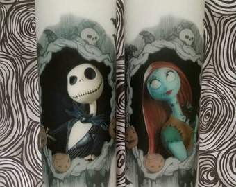 Nightmare Before Christmas Jack and Sally candle set