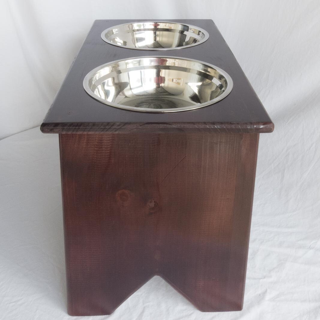Elevated Dog Bowls Stand Wooden 2 Bowls 400 mm