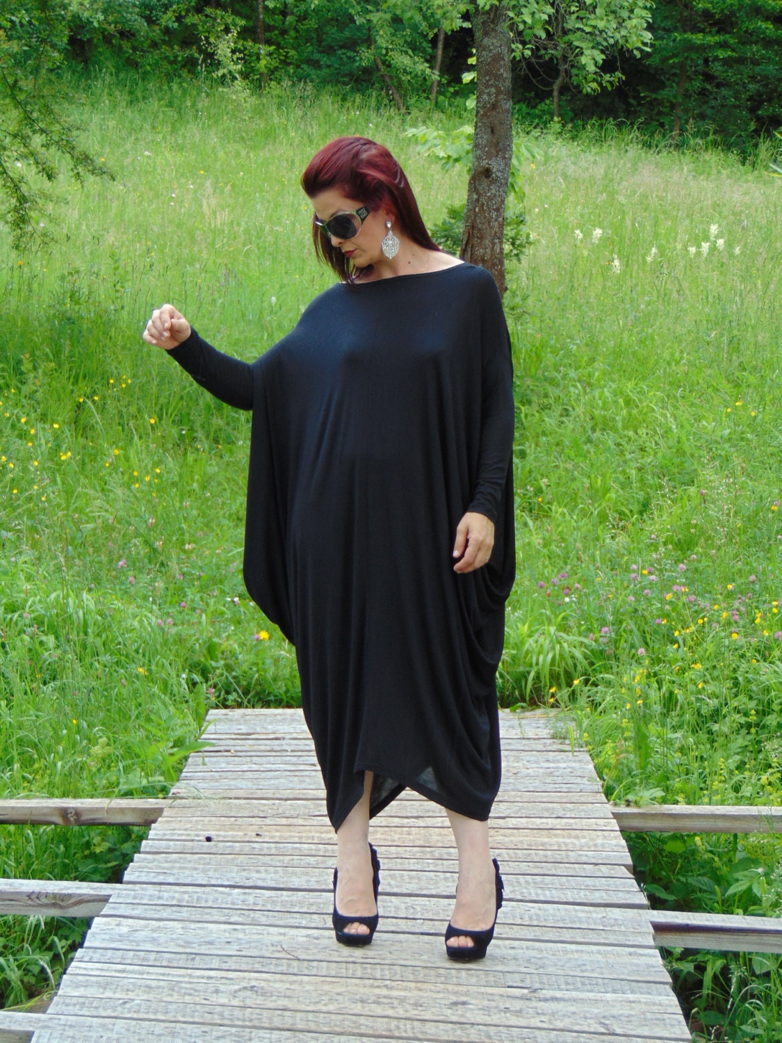 Oversize Black Dress /Summer DRESS/Cover up dress/Black