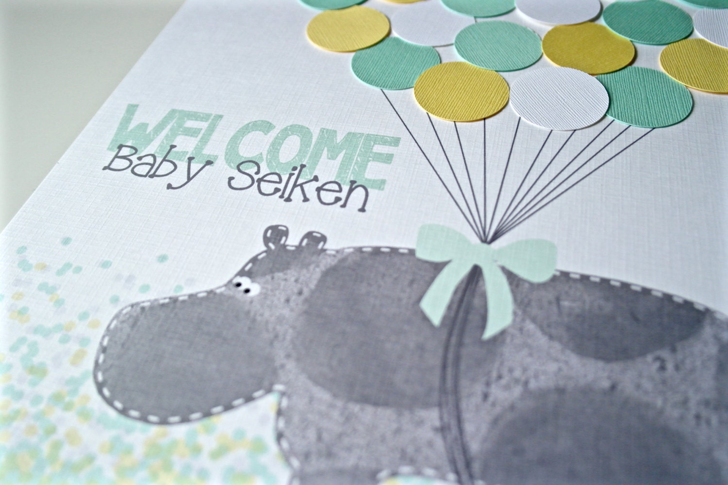 Hippo Baby Shower Decorations Mint And Yellow Baby Shower Guestbook