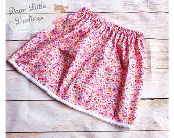 Girls Skirt, Elasticated Waist, Floral Skirt