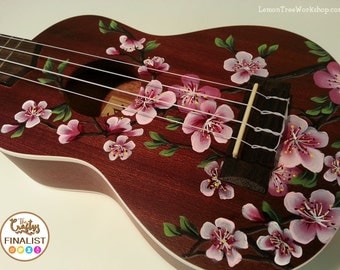 YOUR Soprano Ukulele Handpainted with Cherry Blossoms (Ukulele not included)