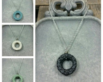 Minimalist Essential-Oil Lava Stone Diffusing Necklace / aromatherapy necklace / EO Necklace / EO Diffuser/ sterling silver chain
