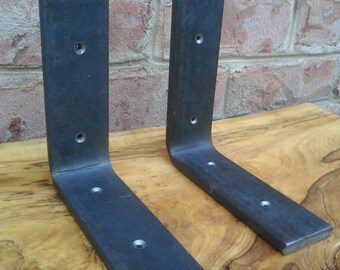 Thick 2" Wide Beeswax Coated Steel Shelf Brackets 8"x8" - Per Bracket