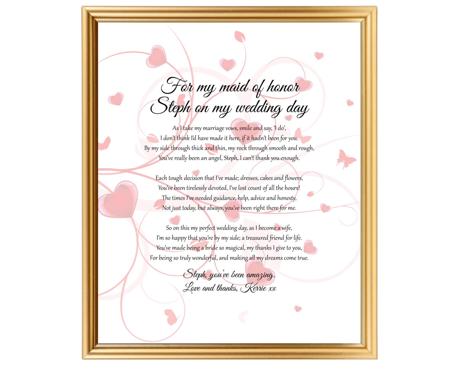 Maid of Honor Bride gift for her best friend On my wedding