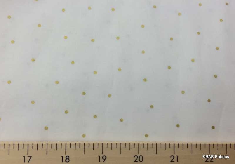 White & Gold Metallic Cotton Fabric Gold Polka Dot Fabric Gold Dots a5 ...