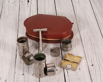 Shaving kit - Travel shaving kit - Vintage shaving kit - Shaving kit in case - Men's shaving kit - Travel men's kit - Men's accessories