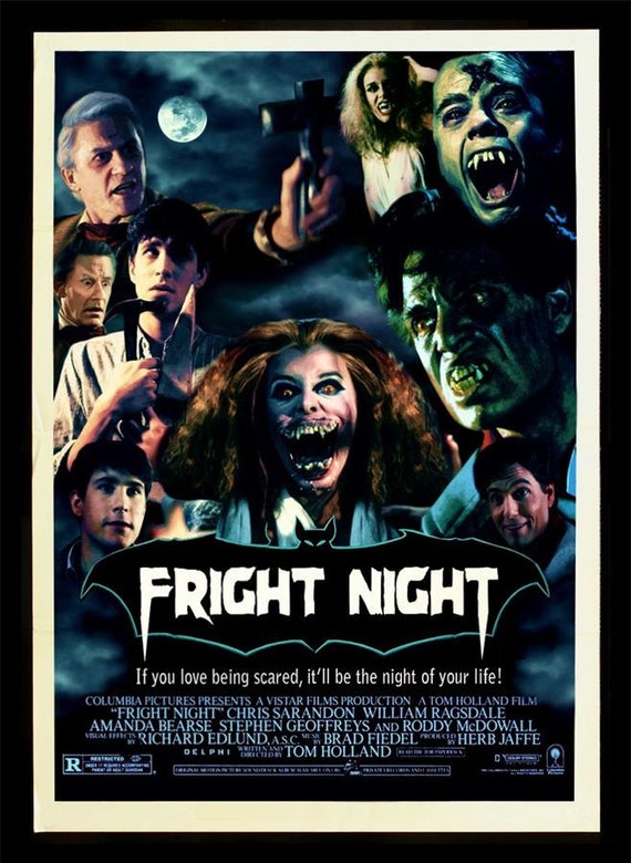 Fright Night 1985 Scary Horror Movie Poster by HKArtTrading