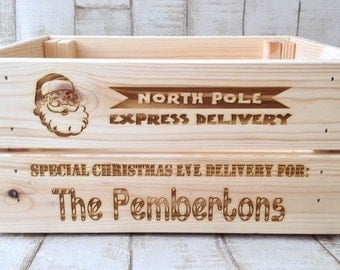 Personalised Christmas eve crate Christmas Eve gift box laser engraved