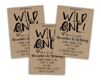 Wild One Birthday Invitation 1st Birthday by PartyPrintExpress