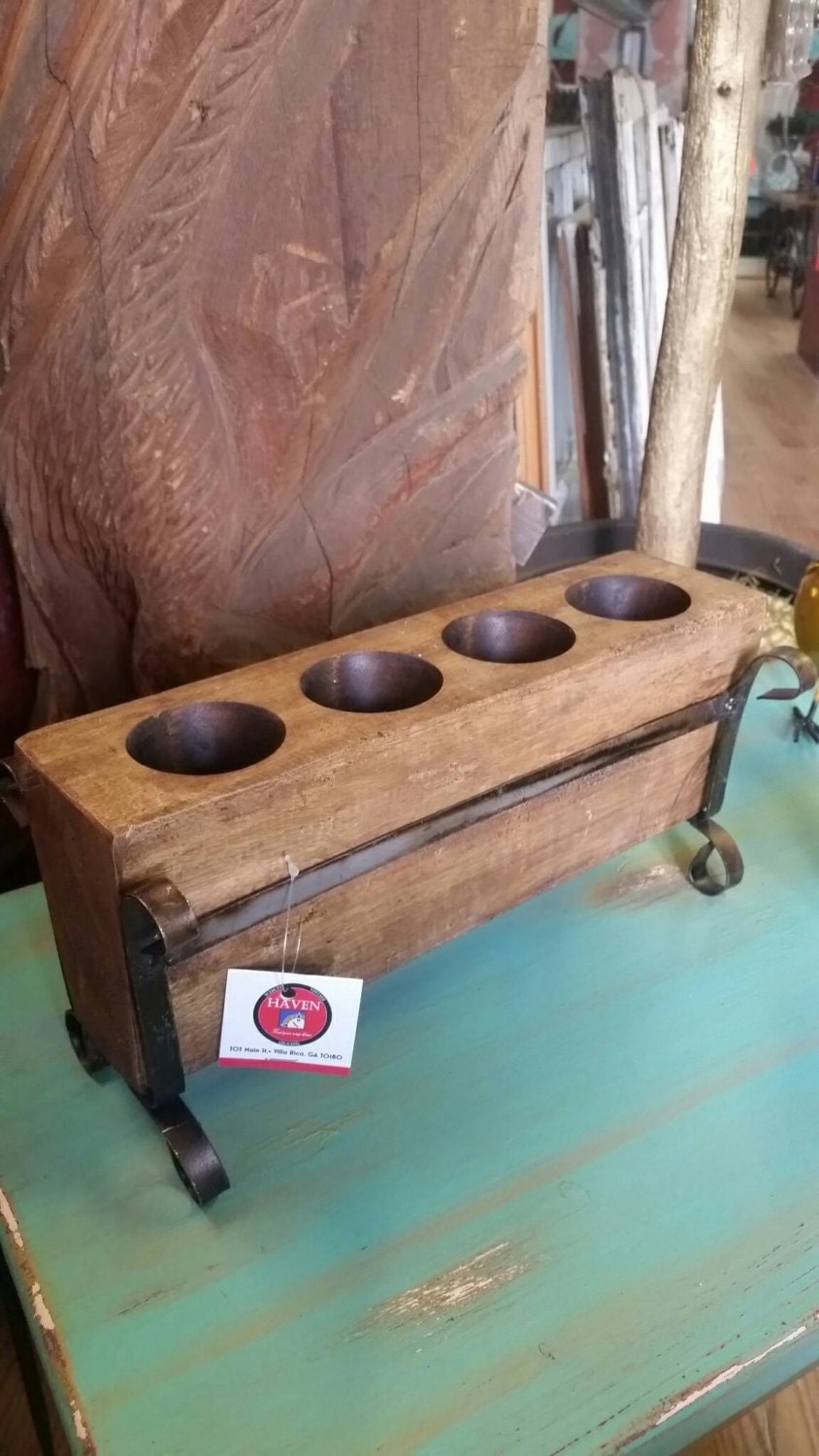 Vintage Sugar Mold 4 Hole with Stand. Authentic Sugar Mold.