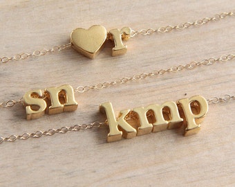 Personalized Initial Necklace, Couple initials Necklace, Letter Necklace, Gold Letter Necklace, Gold Initial Necklace, Personalized Jewelry