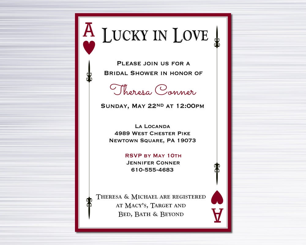 Lucky In Love Bridal Shower Invitations 3