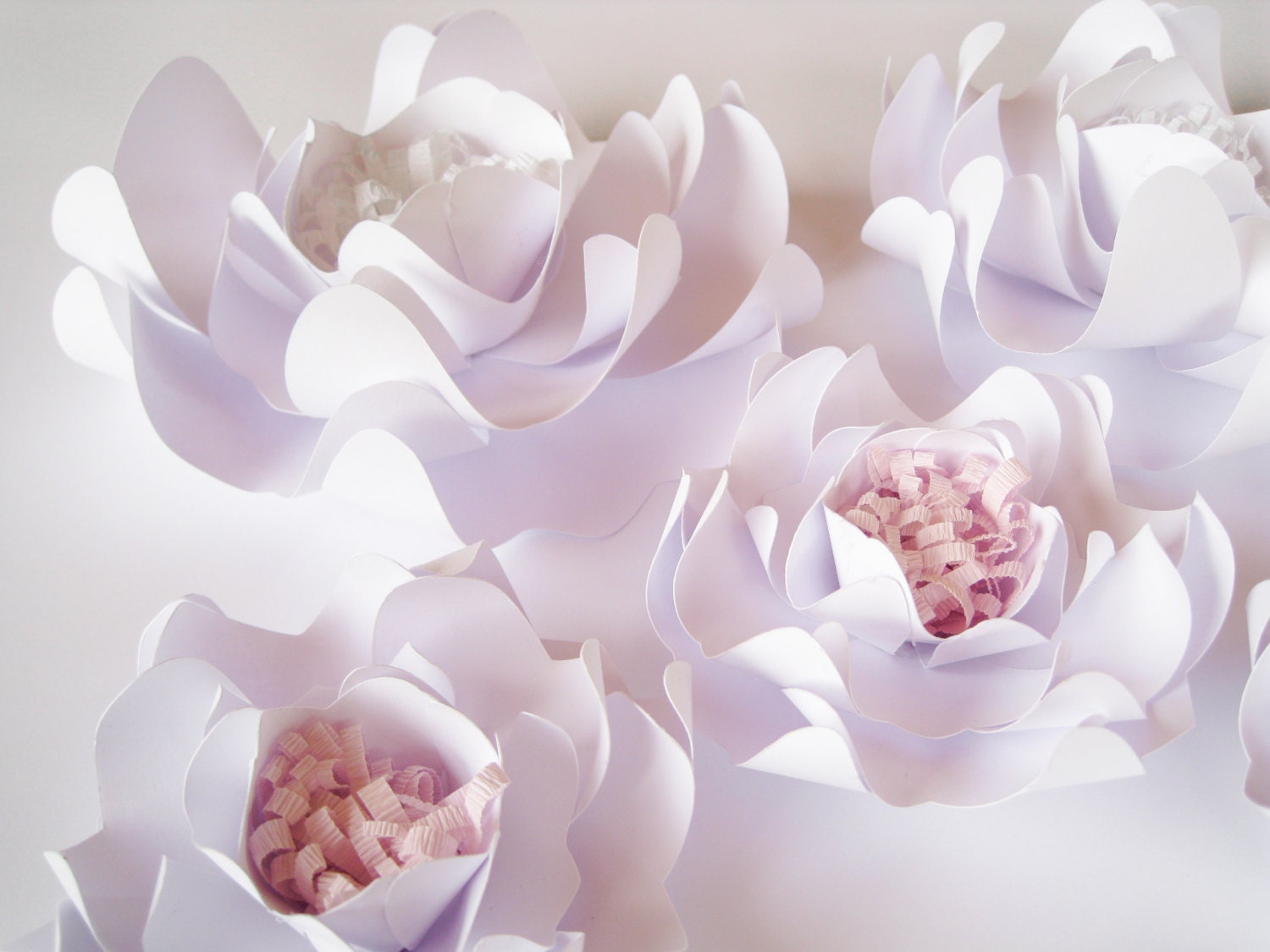 Set of 6 White Paper Flowers Big Paper Flowers by ThePurpleDream