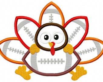Football Turkey Applique Design 2 Styles dst, exp, hus, jef, pes, sew, vip, vp3, Formats Digital INSTANT DOWNLOAD