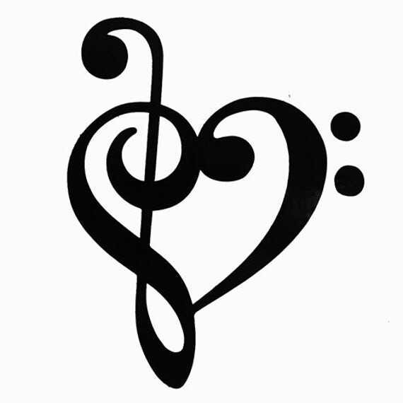 Heart music note embroidery design