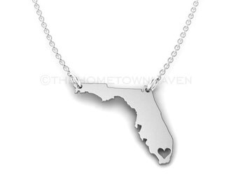 Florida Necklace, I heart Florida necklace, Florida map necklace