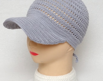 Grey Baseball Cap Gray Trucker Hat Visor Cap Unisex Adult Clothing Crochet Hat Best Friend Gift Idea Unisex Cap Comfortable Casual Hat