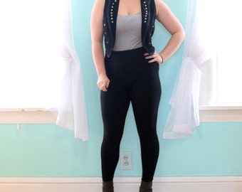Vintage 1980s Cambridge Dry Goods Company Black Velvet and Silver Studded Vest Military Decorative Southwestern Small S Medium M Size 6 8