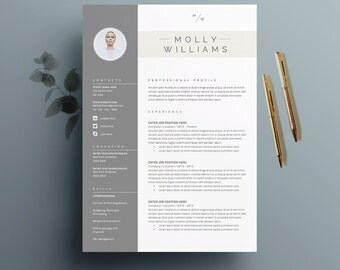 Resume Template 4 page | CV Template + Cover Letter for MS Word | Instant Digital Download | The "Minerva"
