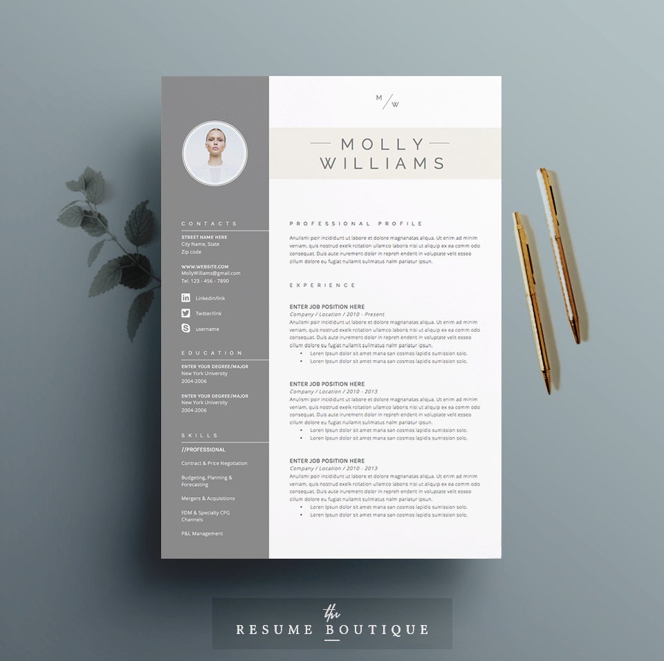 Resume Template 4 page CV Template Cover Letter for MS