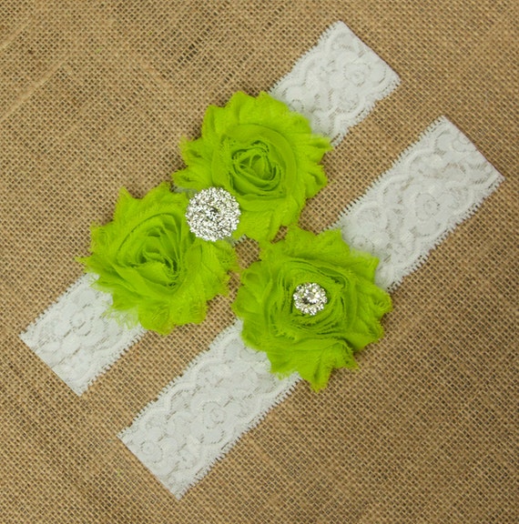 Lime Green Garter Green Garter Belt Green Garter Set Garter