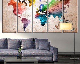 CANVAS PRINT Large World Map Canvas Art by ExtraLargeWallArt