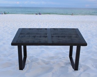 Reclaimed wood coffee table, metal strips, Industrial coffee table, urban coffee table, reclaimed wood table, vintage, Industrial Furniture