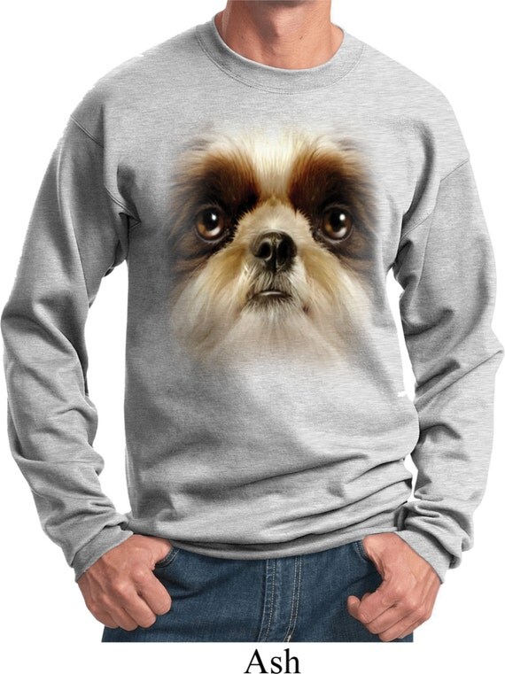 Men's Funny Sweatshirt Big Shih Tzu Face Sweat Shirt