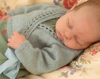 Baby Wrap Over Cardigan Knitting Pattern - 4 ply - Birth to 6 years