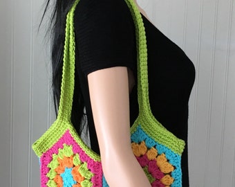 Hexagon tote bag - market bag - crochet tote bag - cotton bag - reusable bag - handmade beach bag - crochet shopping bag - crochet bag