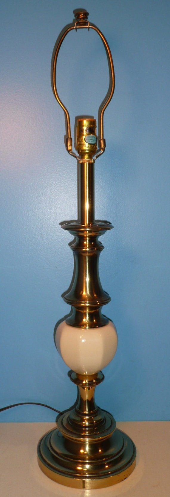 MidCentury STIFFEL Brass & Enamel Table Lamp Antique Vintage