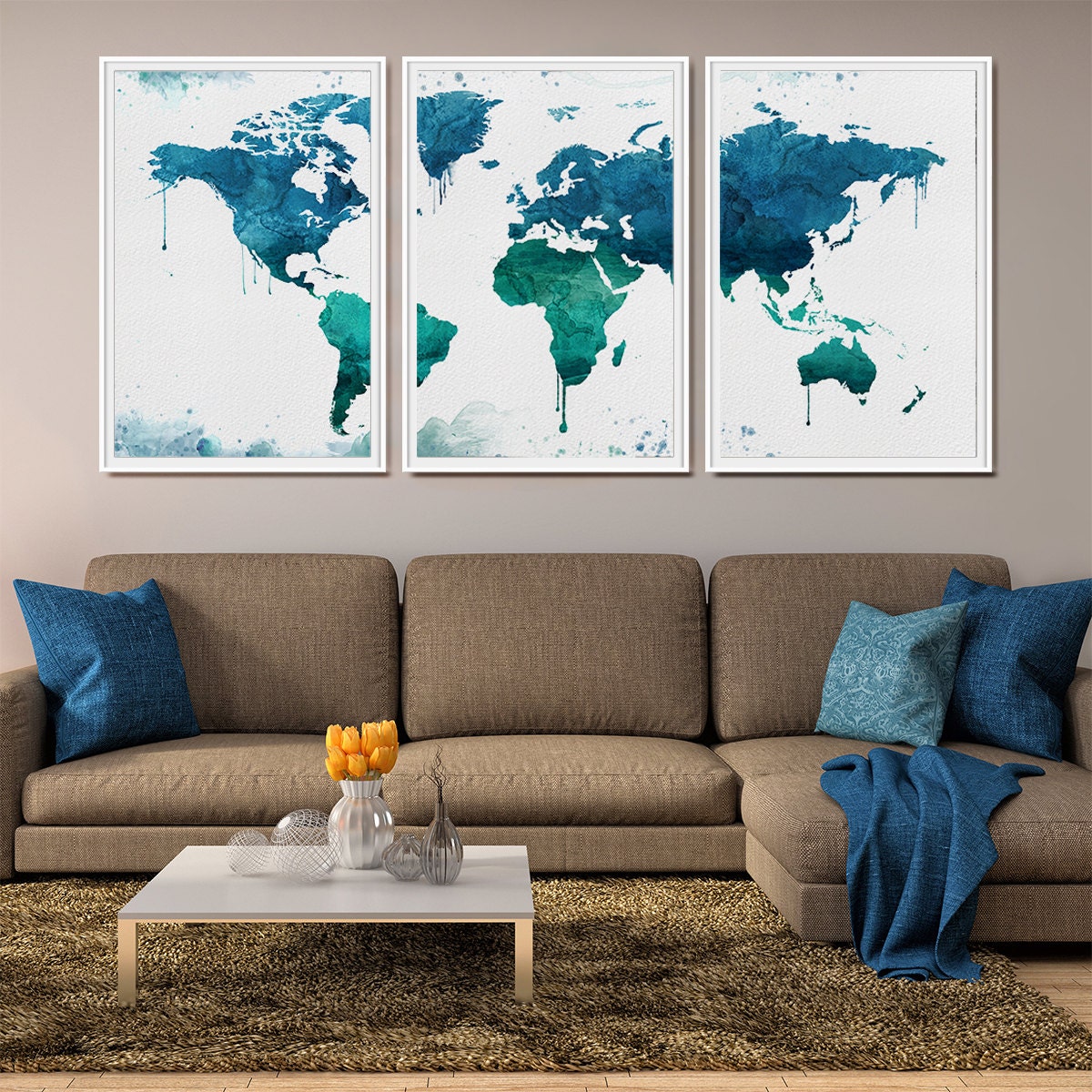 WORLD MAP Art Print Large Wall Art World Map Poster