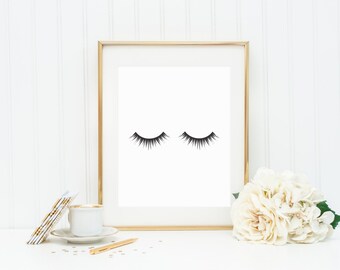 Makeup Print, Eyelash Print, Mascara Print, Fashion Decor Print, Black and White Wall Decor, Beauty Print