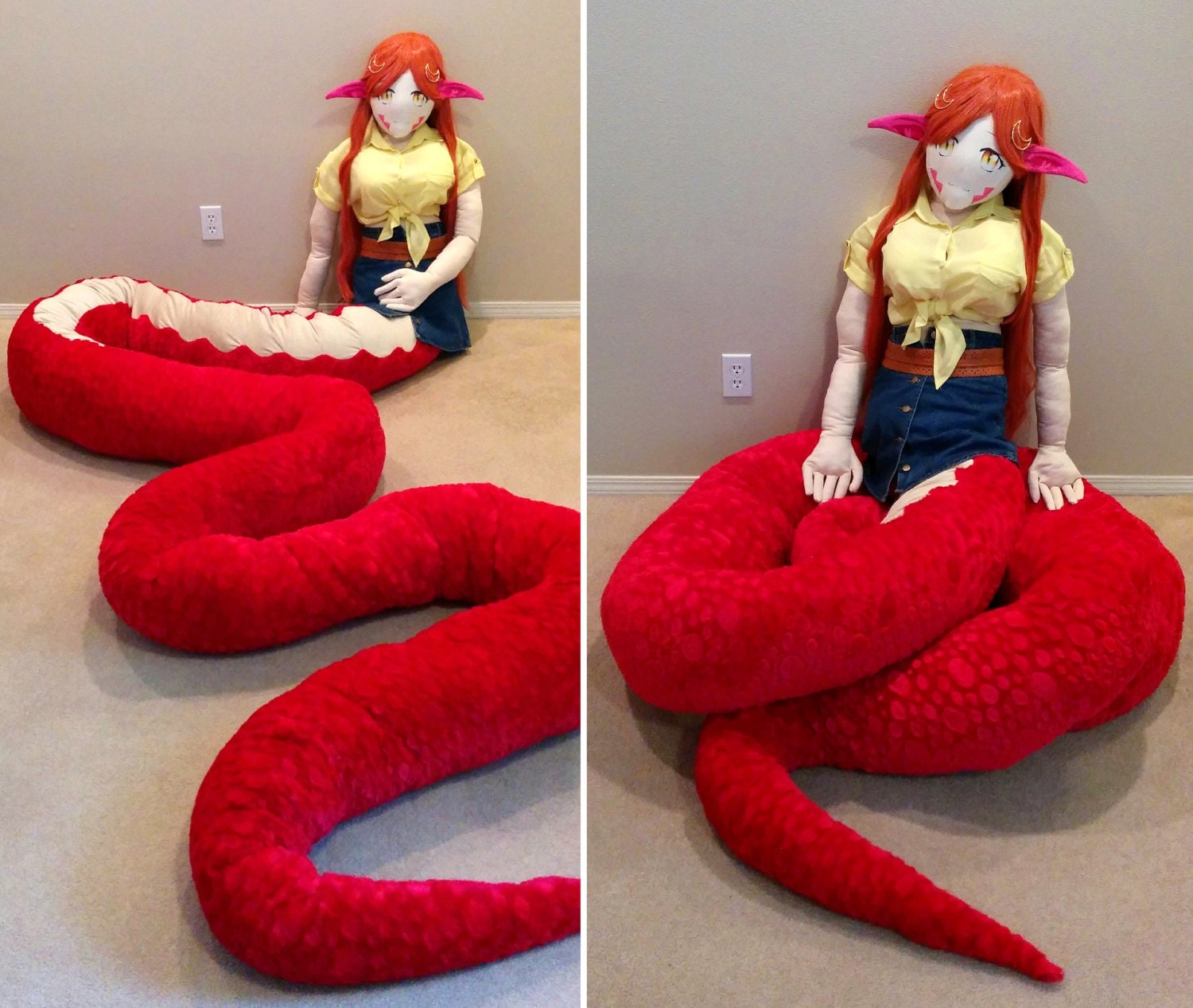 snake lady body pillow