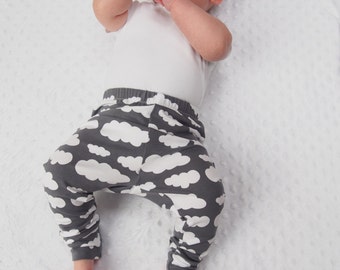 Baby Leggings - Grey Cloud - Unisex Baby - Girls Clothing - Boys Leggings - New Baby Gift - Baby Boys Clothes - Girls Pants - Cloth Diaper