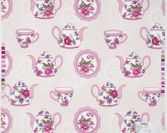 Kitchen Curtain Shabby Chic Kitchen Curtain Kitchen Valance Floral Curtain Retro Curtain Custom Order Curtain Pink Curtain Teapot Curtain