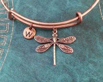 Dragonfly Bangle Copper Dragonfly Bracelet Charm Bracelet Insect Charm Bracelet Stackable Bangle Adjustable Bangle Personalized Bangle