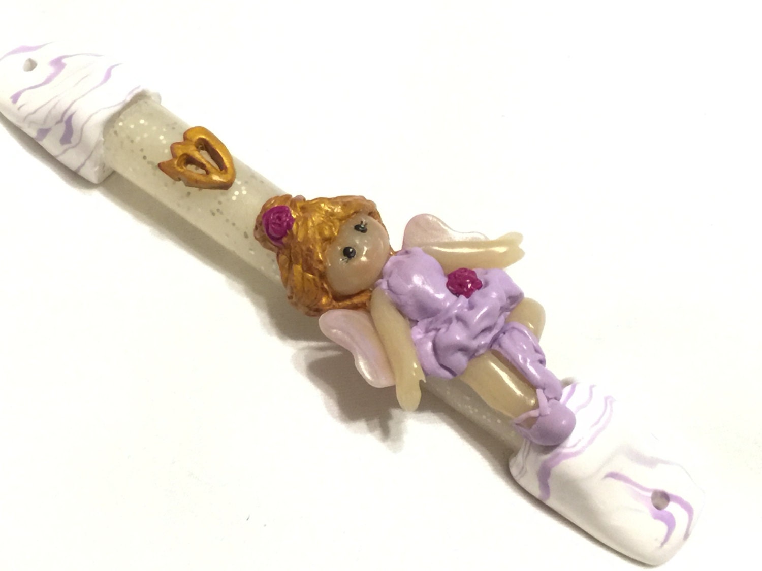 Children Mezuzah case with Purple Fairy Made for girls