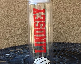 Personalized Volleyball Water Bottle- Volleyball player gift, custom water bottle, bpa free, cute water bottle, vinyl water bottle