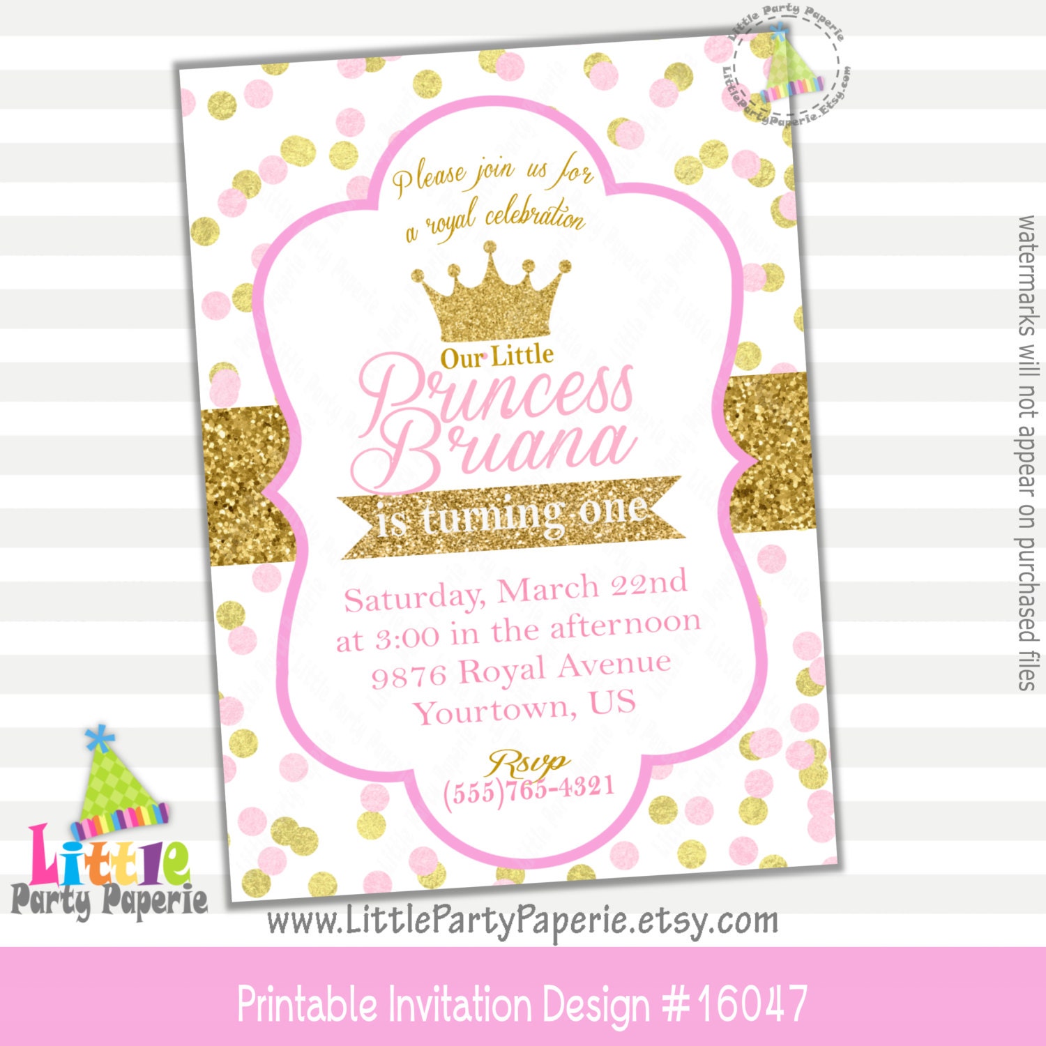 Princess Birthday Invitation Princess Party Invitation