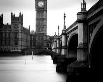London Black And White Print - Big Ben Print, Westminster Print, London Monochrome Print - London Photography Print