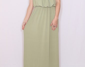 Sage green dress Bridesmaid dress Pale green Long maxi dress