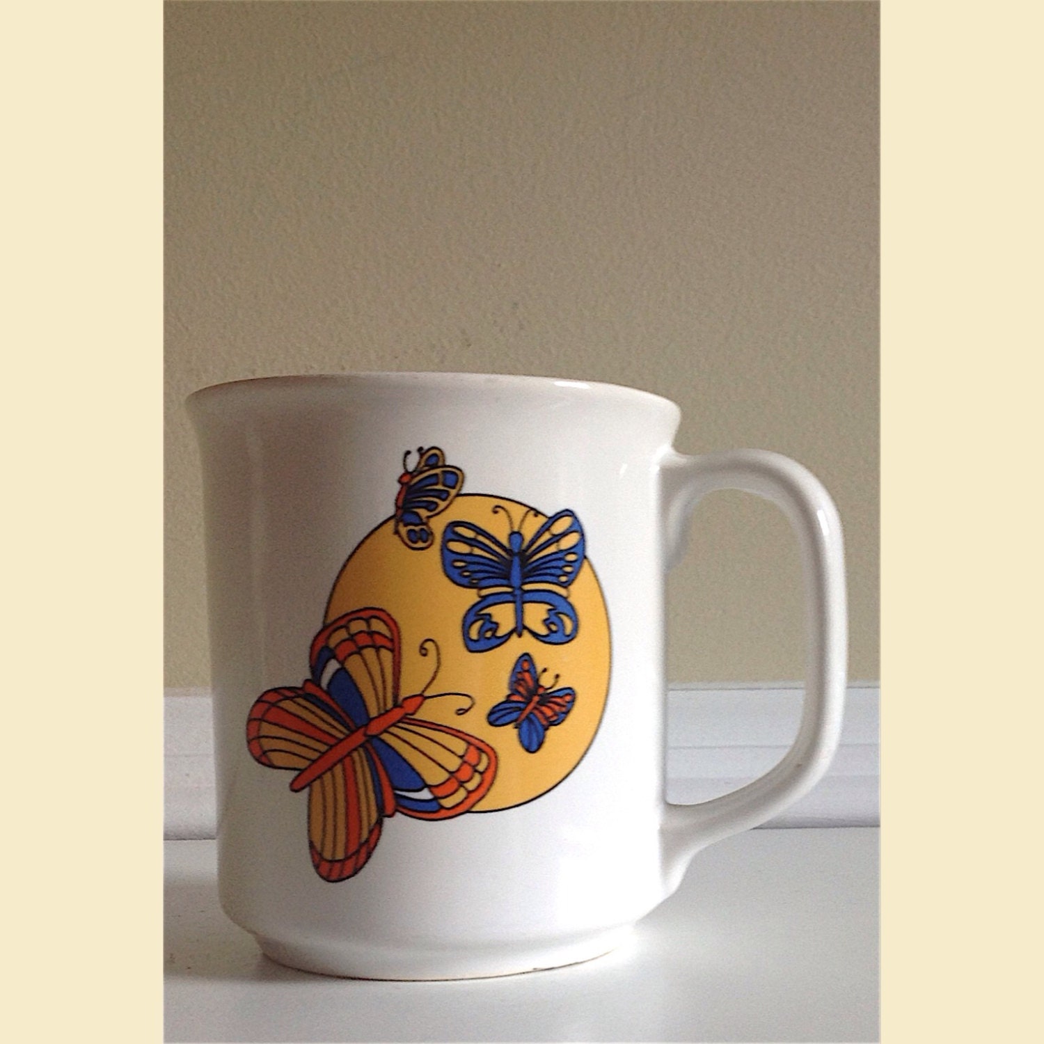 Vintage Butterfly Mug Butterfly Coffee Mug New Design by RetroDazy