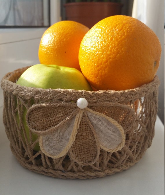 Small Jute Basket, Fruit & Vegetables Storage, Rustic Décor, Natural Basket, Storage Basket