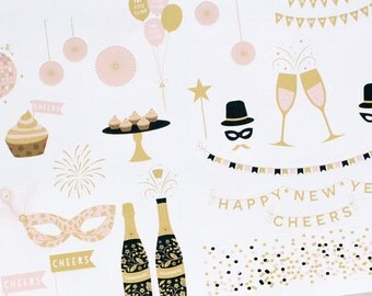 Planner Stickers New Years Eve Variety for Erin Condren, Happy Planner, Filofax, Scrapbooking